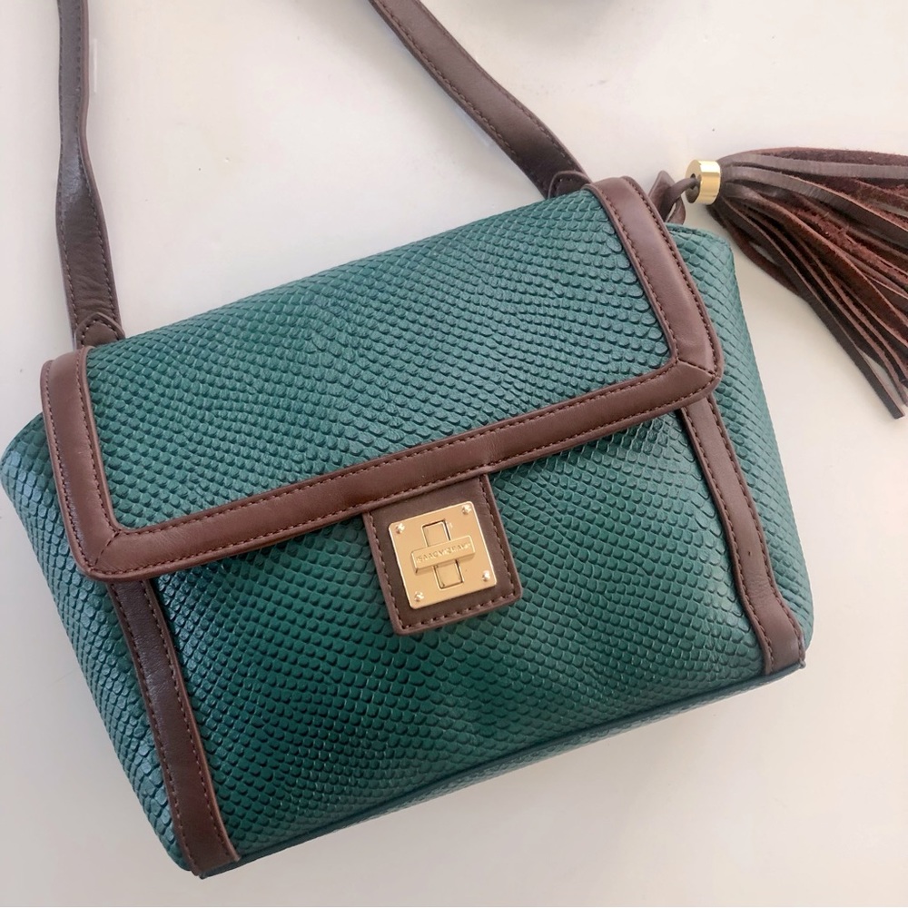 Isaac Mizrahi Teal Textured Genuine Leather Crossbody, NWOT